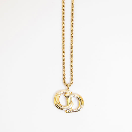 Christian Dior Vintage CD Logo Golden Necklace