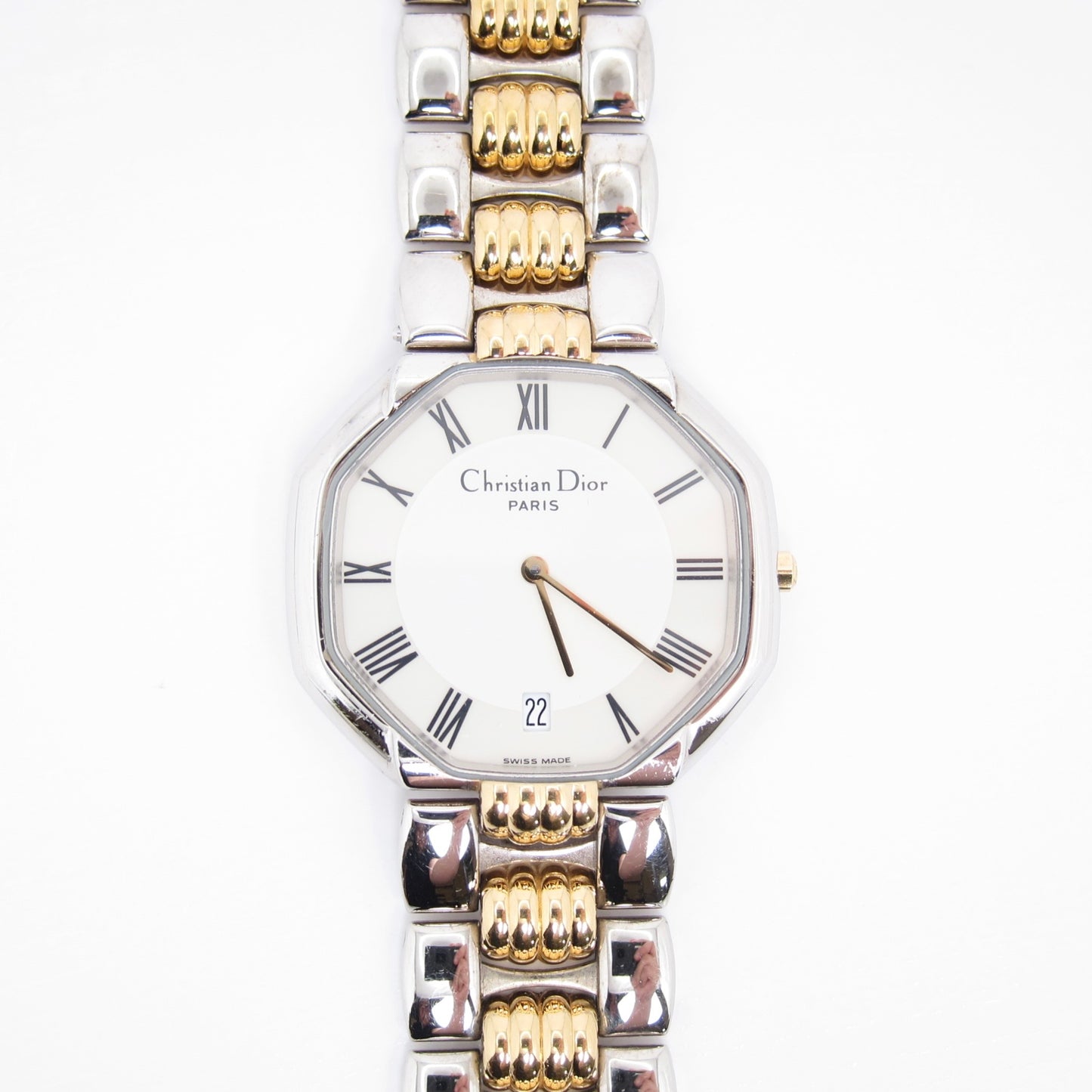 Christian Dior Vintage Octagon White Face Two Tone Watch