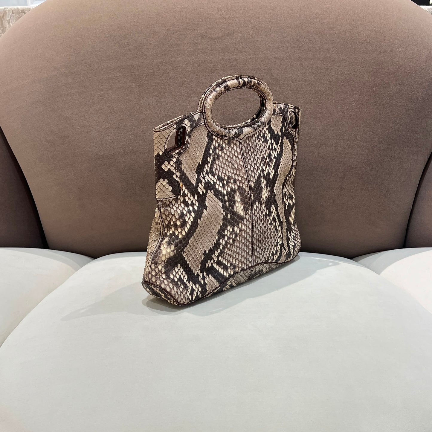 Cartier Marcello Vintage Python Leather Top Handle Handbag