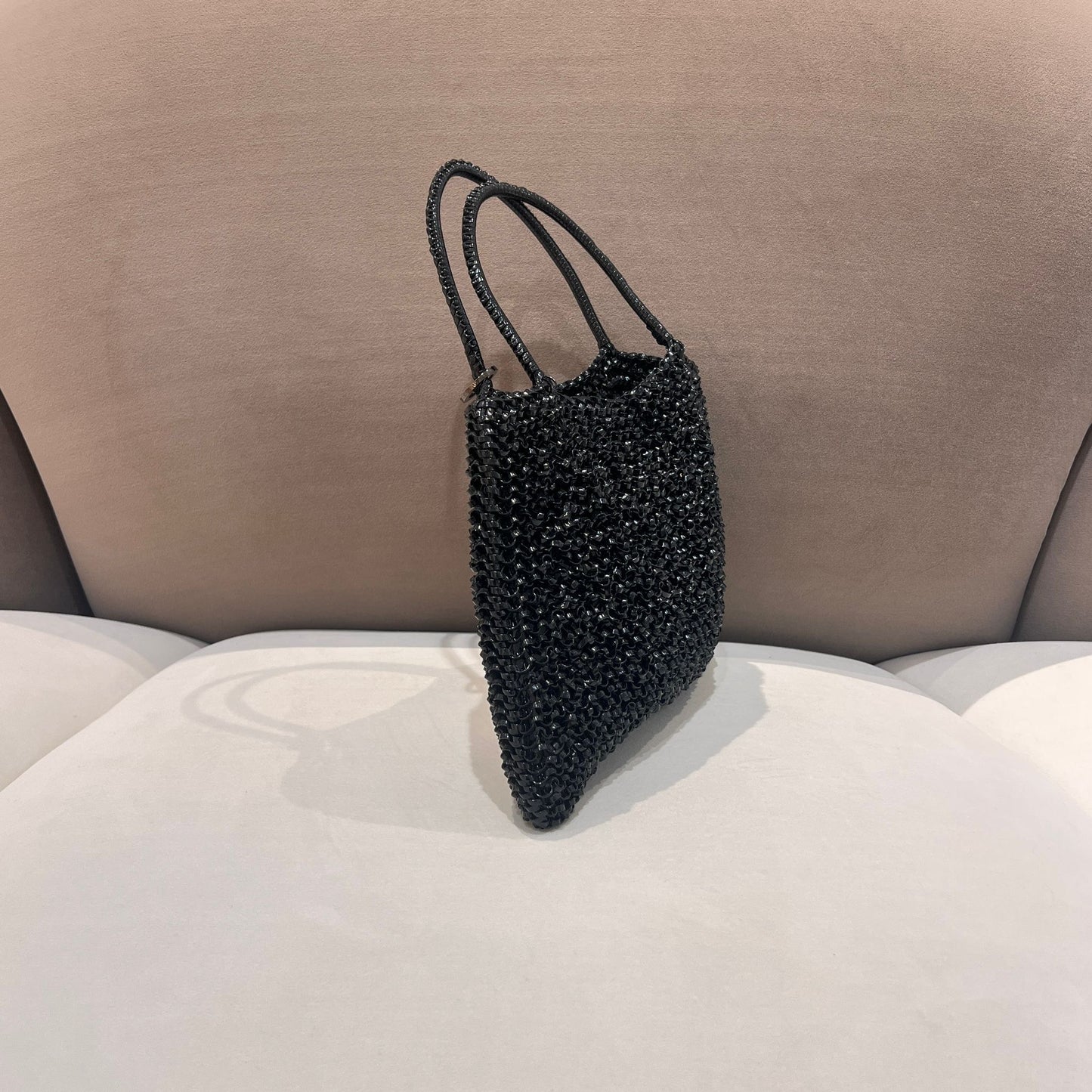 Anteprima Vintage Black Wire Crystal Skull Motif Handbag