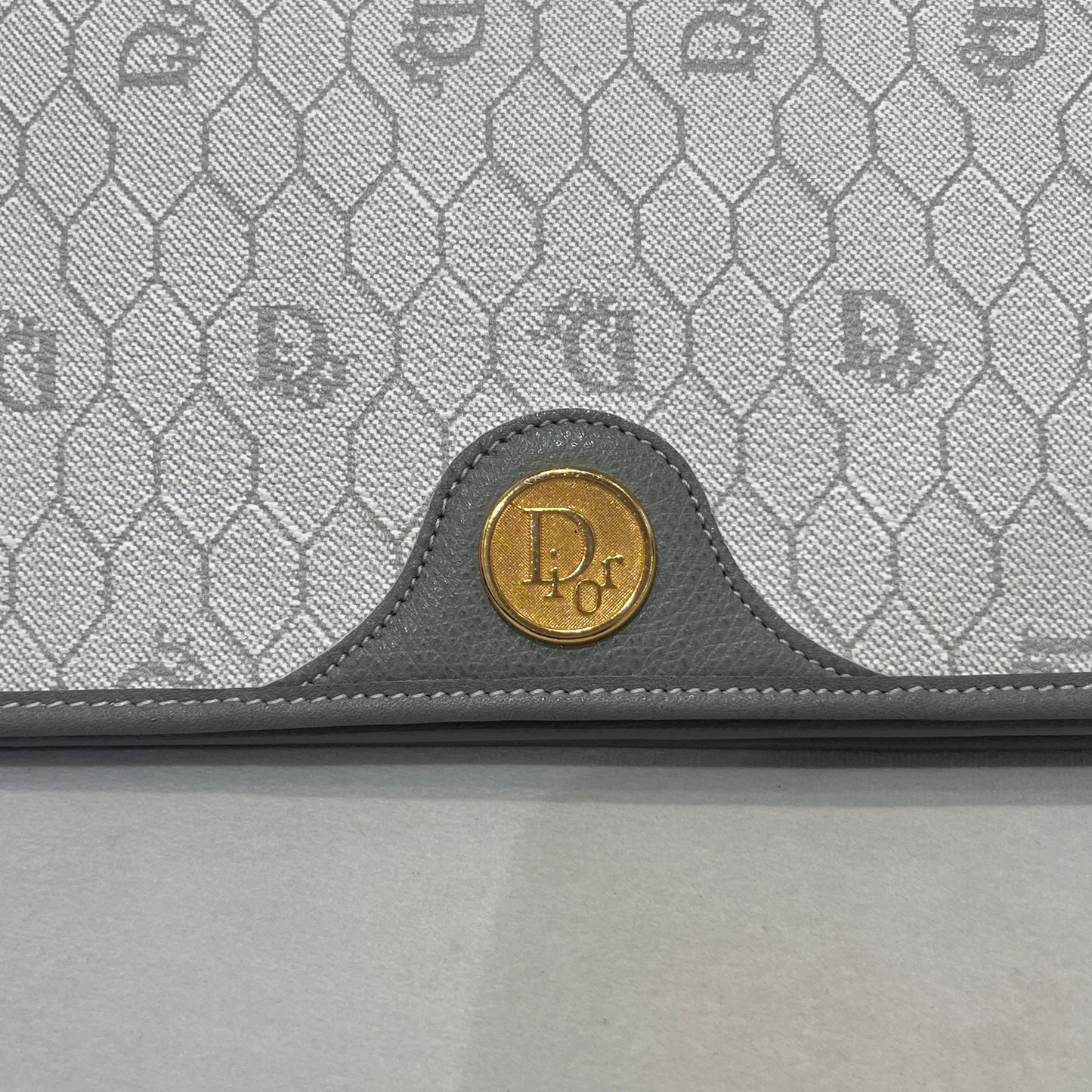 Christian Dior Vintage Grey Honeycomb Monogram Chain Shoulder Bag