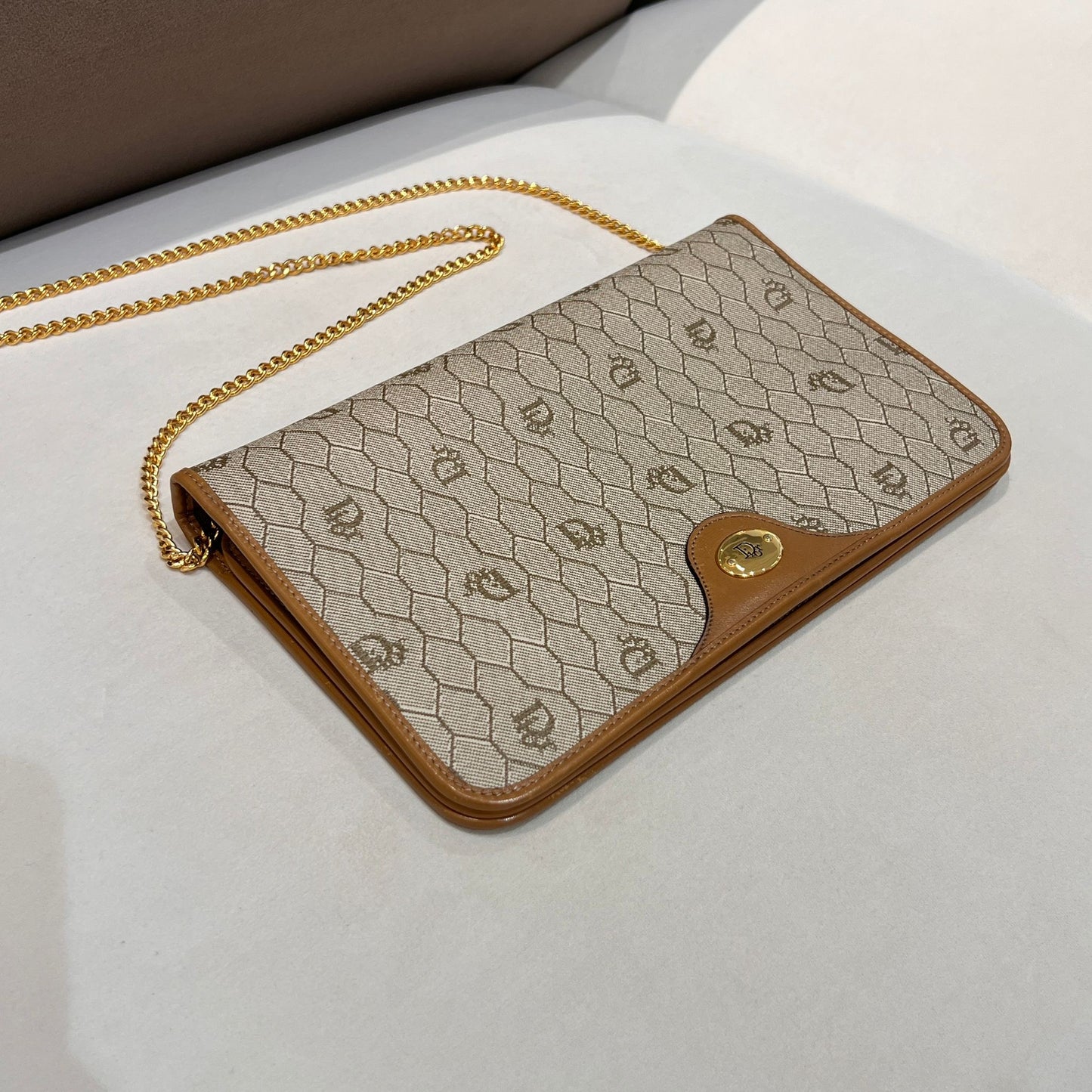 Dior Vintage Honeycomb Golden Chain Shoulder Bag
