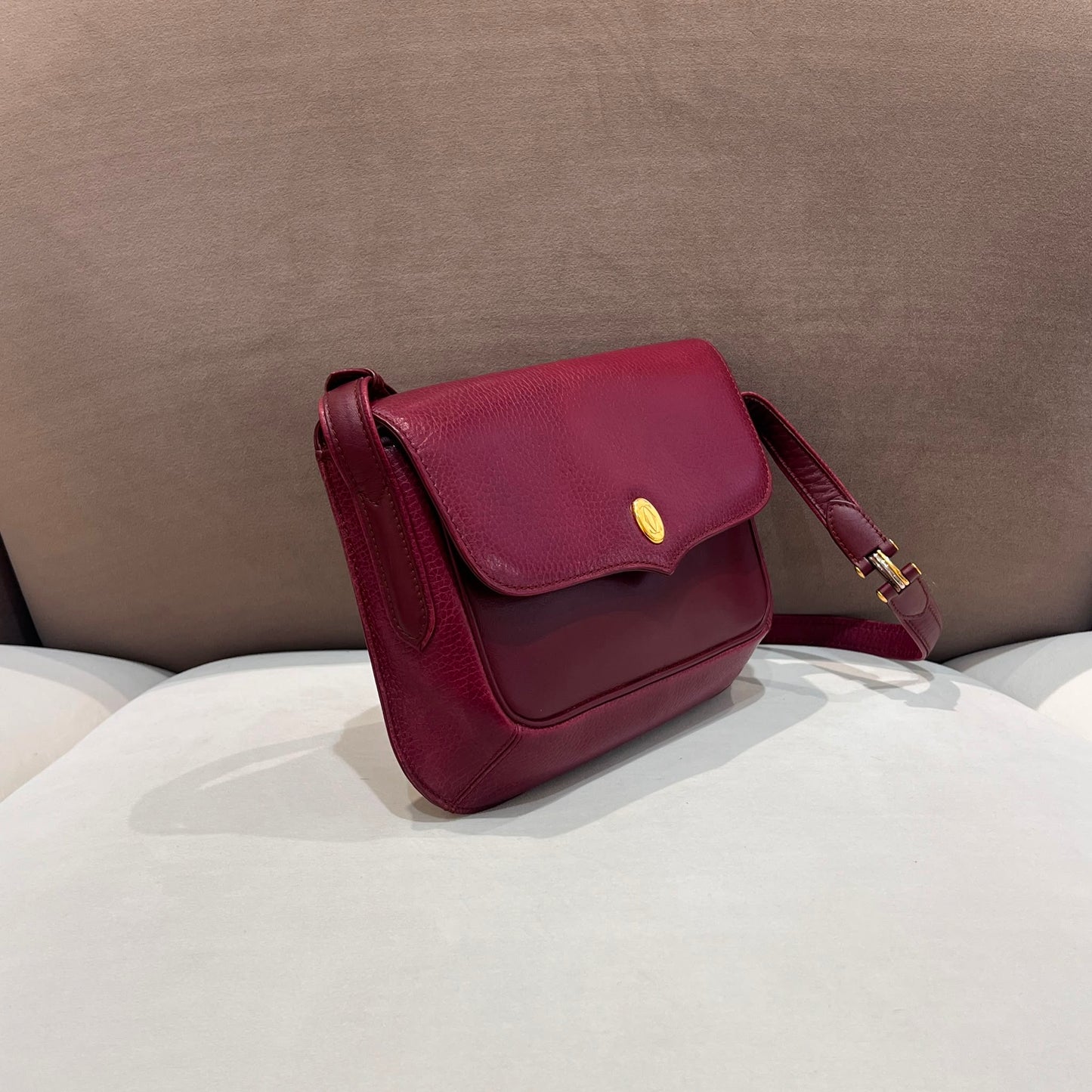 Cartier Vintage Bordeaux Leather Shoulder Bag