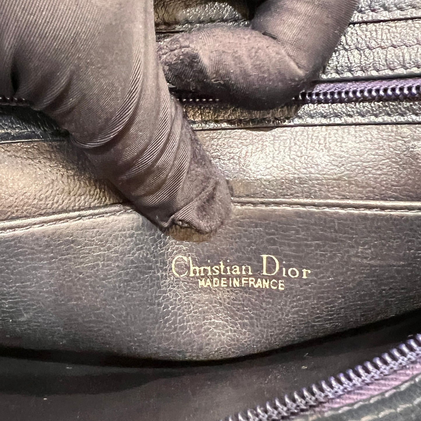 Christian Dior Vintage Navy Leather Shoulder Bag