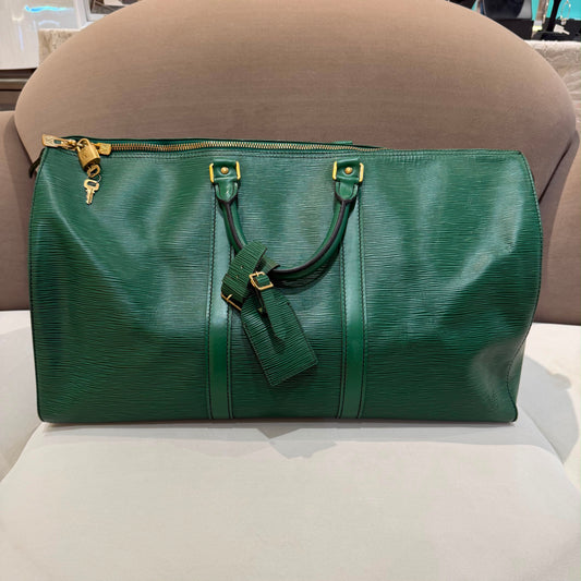 Louis Vuitton Vintage Epi Keepall 50 Green Boston Travel Bag