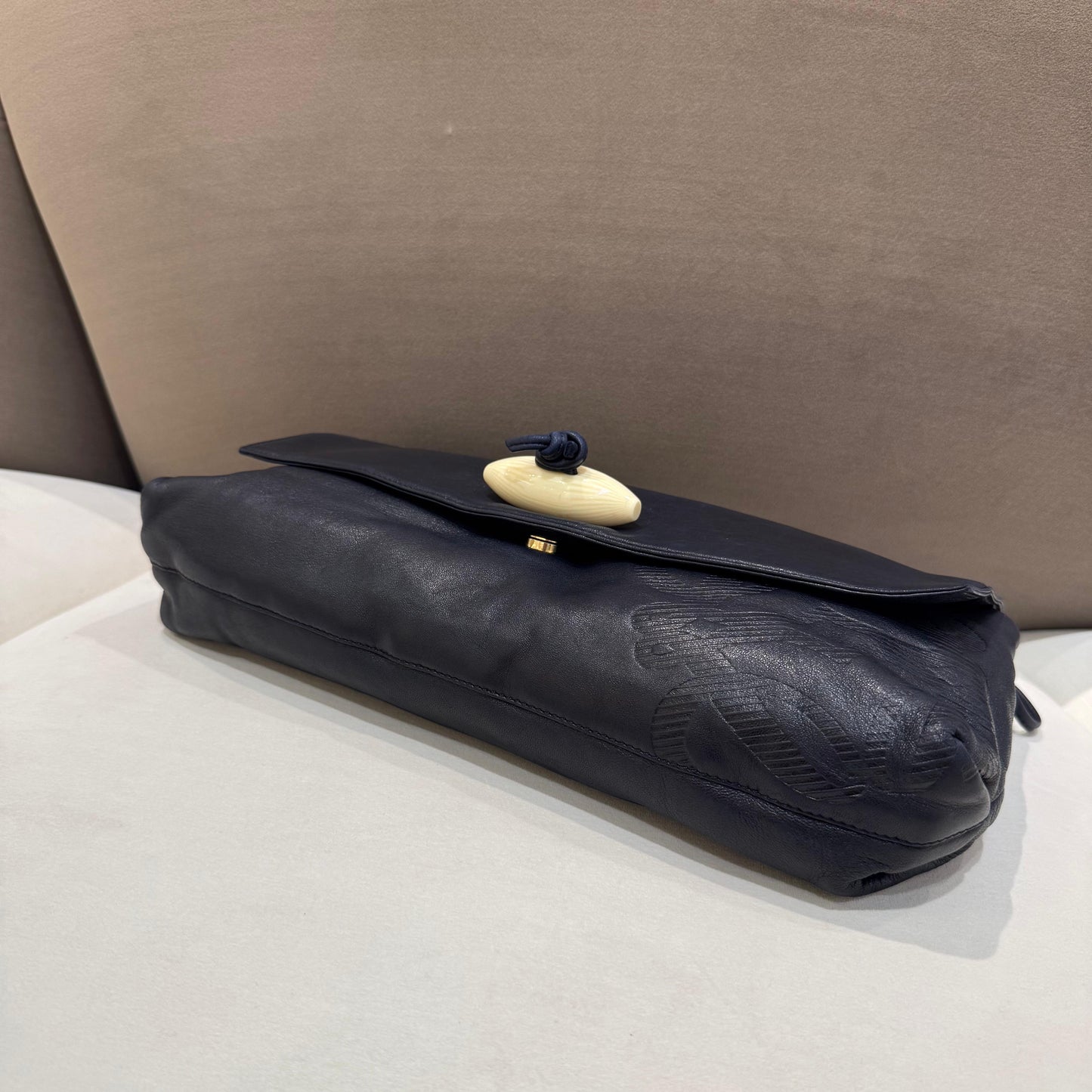 Loewe Vintage Anagram Nappa Leather Navy Shoulder Bag