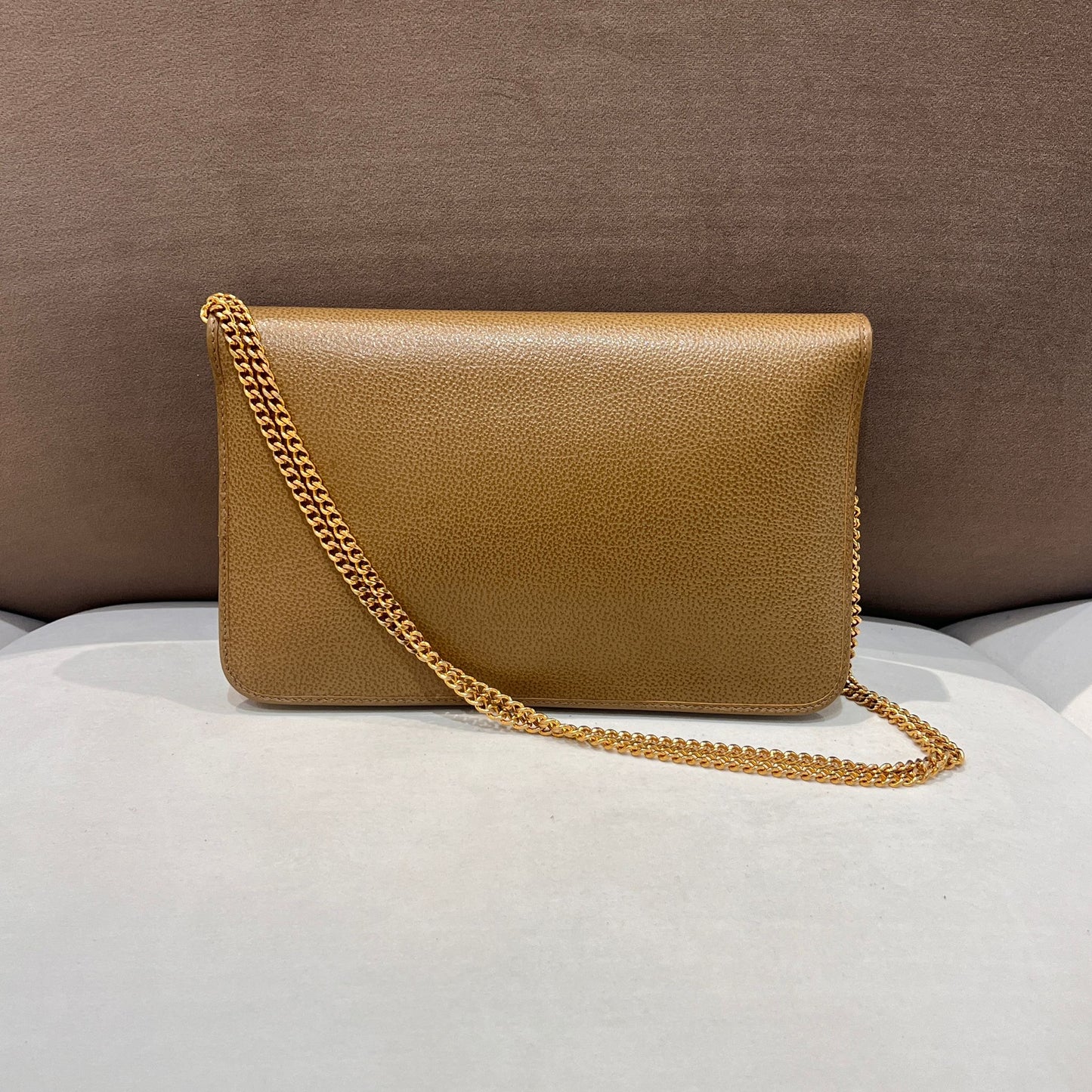 Christian Dior Vintage Beige Leather Chain Shoulder Bag