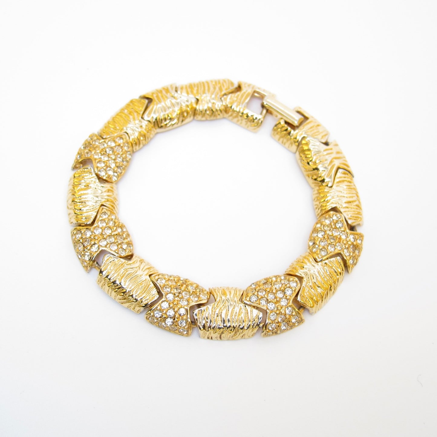 Givenchy Vintage Crystal Textured Link Bracelet
