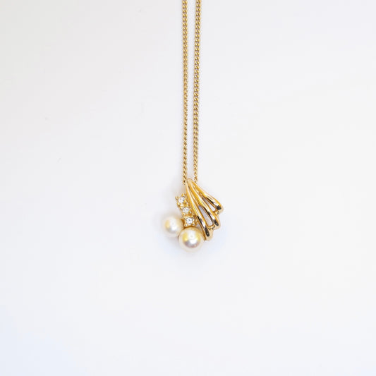 Christian Dior Vintage Stylish Pearl and Rhinestone Golden Necklace