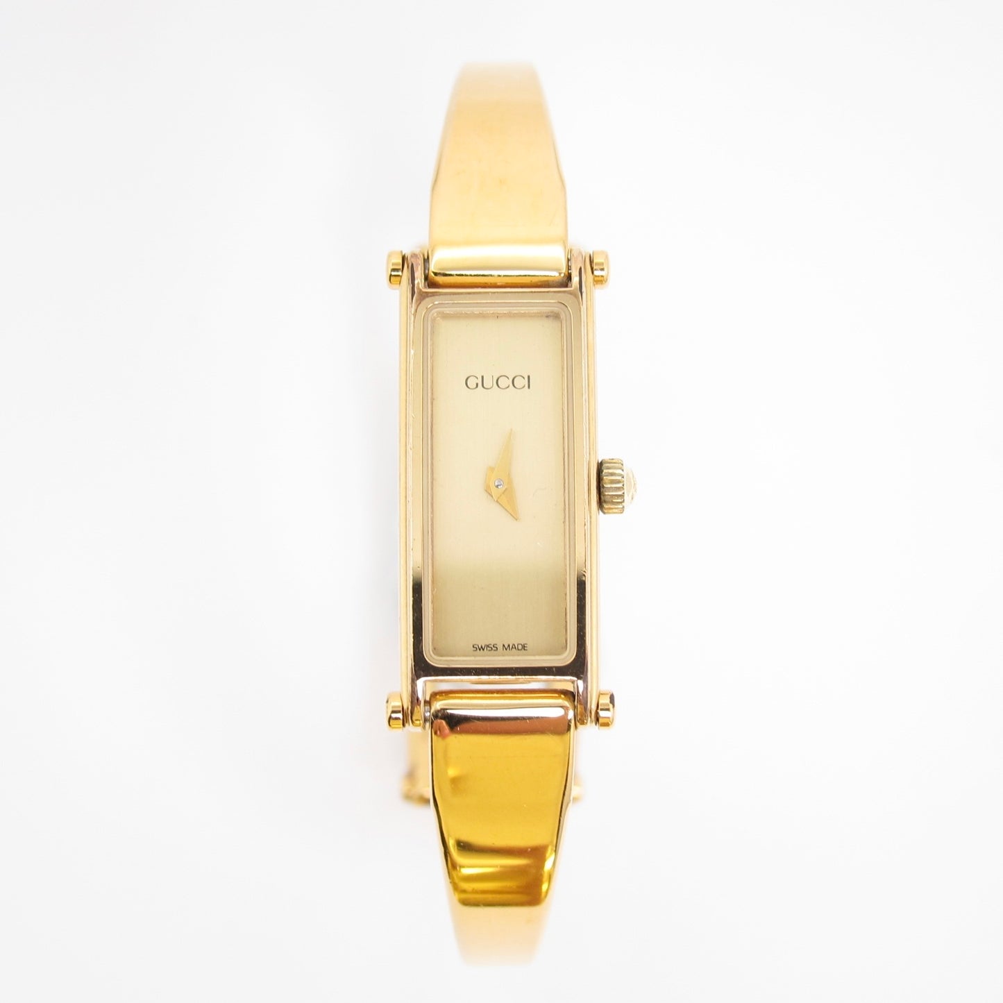 Gucci Vintage Rectangle Golden Face Bangle Watch