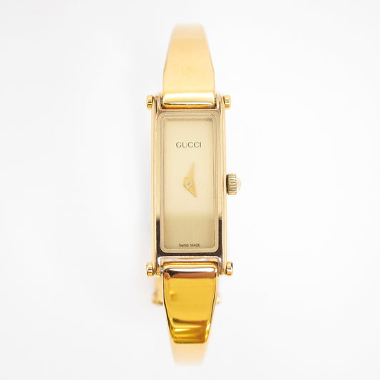 Gucci Vintage Rectangle Golden Face Bangle Watch