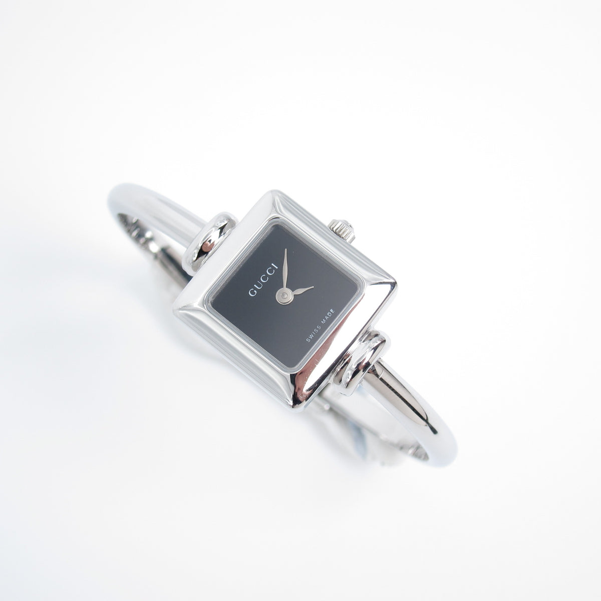 Gucci Vintage 1900L Black Square Dial Bangle Watch with Box