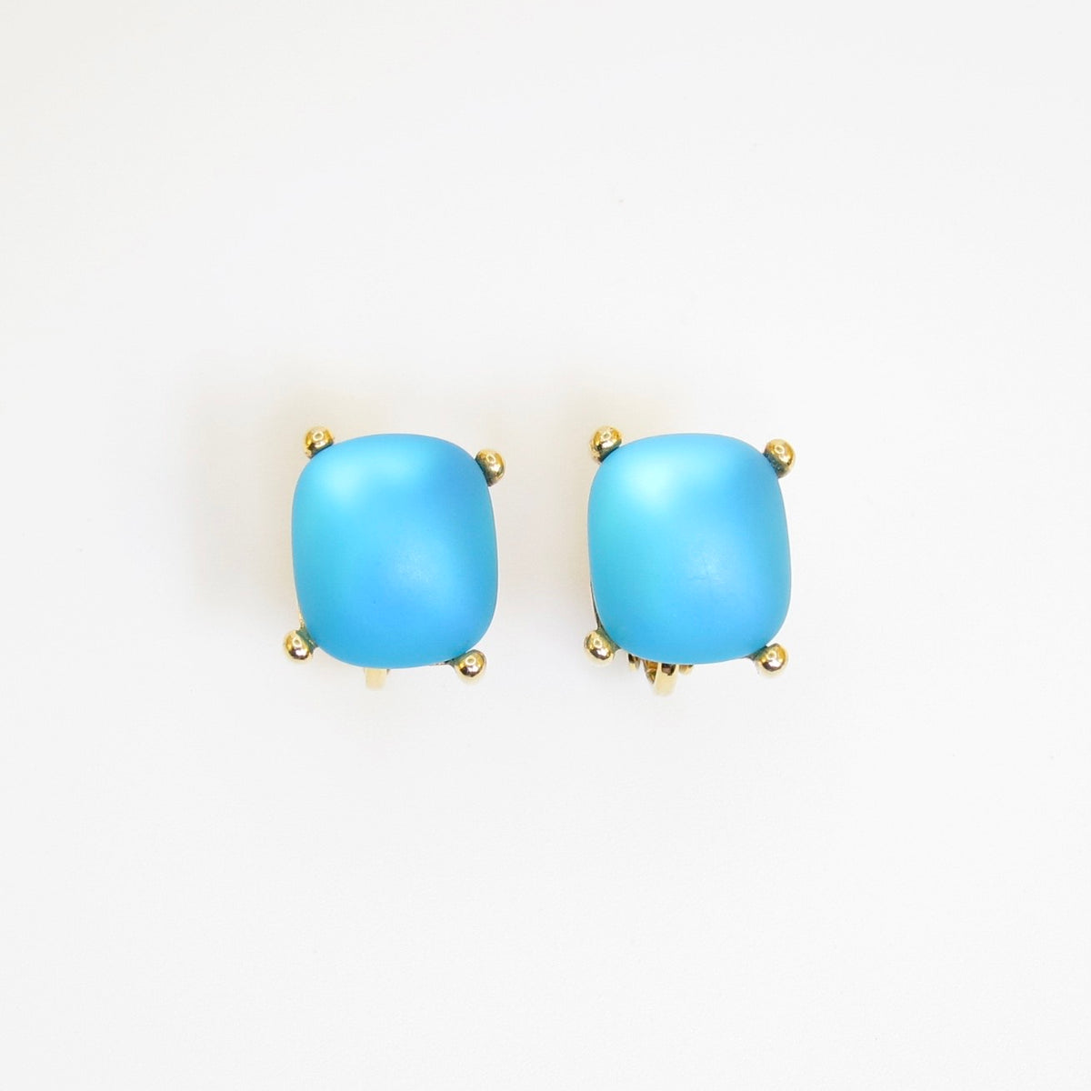 Givenchy Gold-Tone Turquoise-Blue Stone Clip-On Earrings