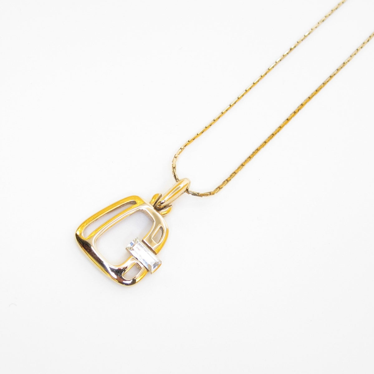 Givenchy Vintage Crystal Open G Pendant Necklace