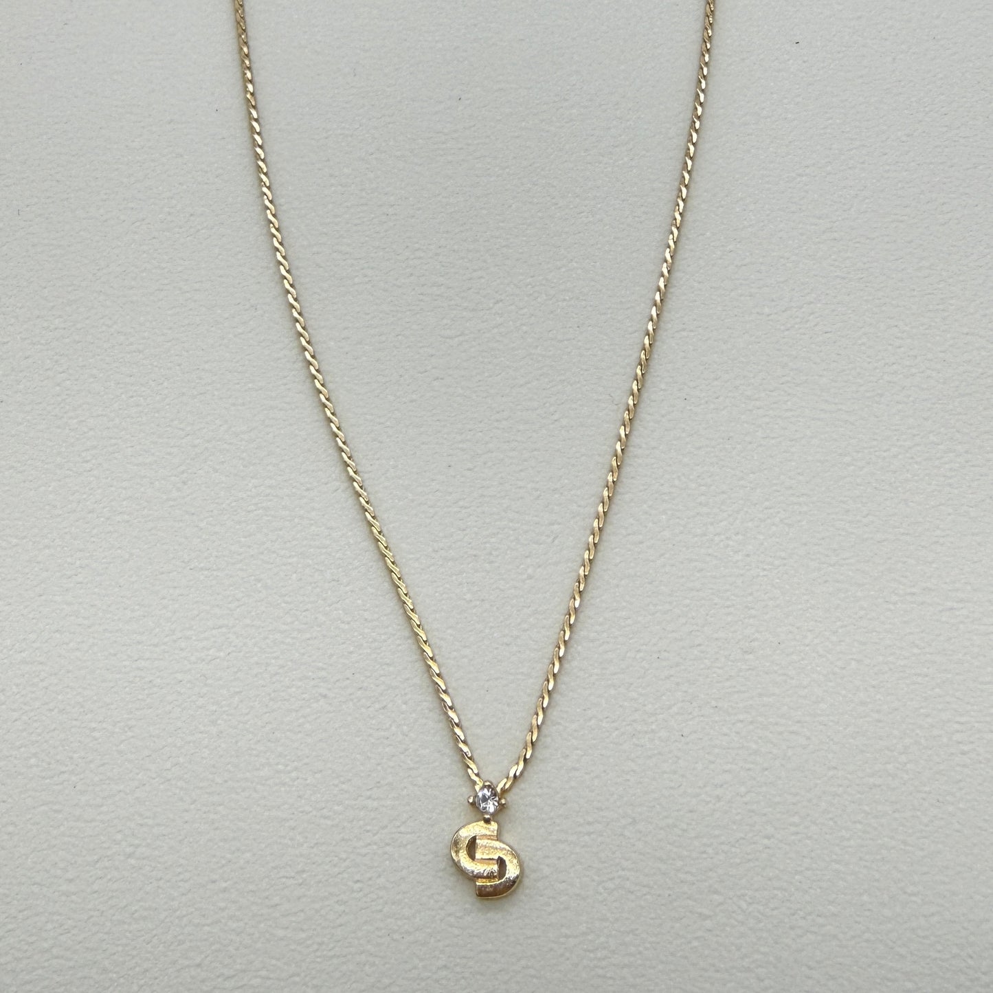 Christian Dior Vintage CD Logo with Rhinestone Golden Necklace