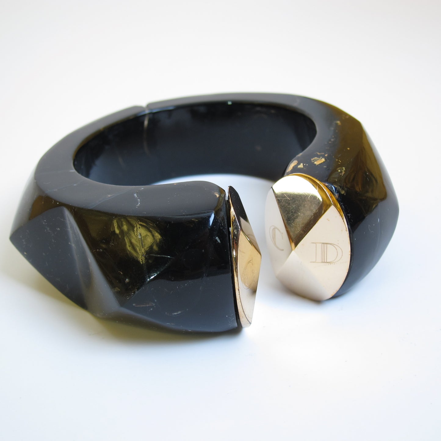 Christian Dior Vintage CD Logo Black and Golden Bangle