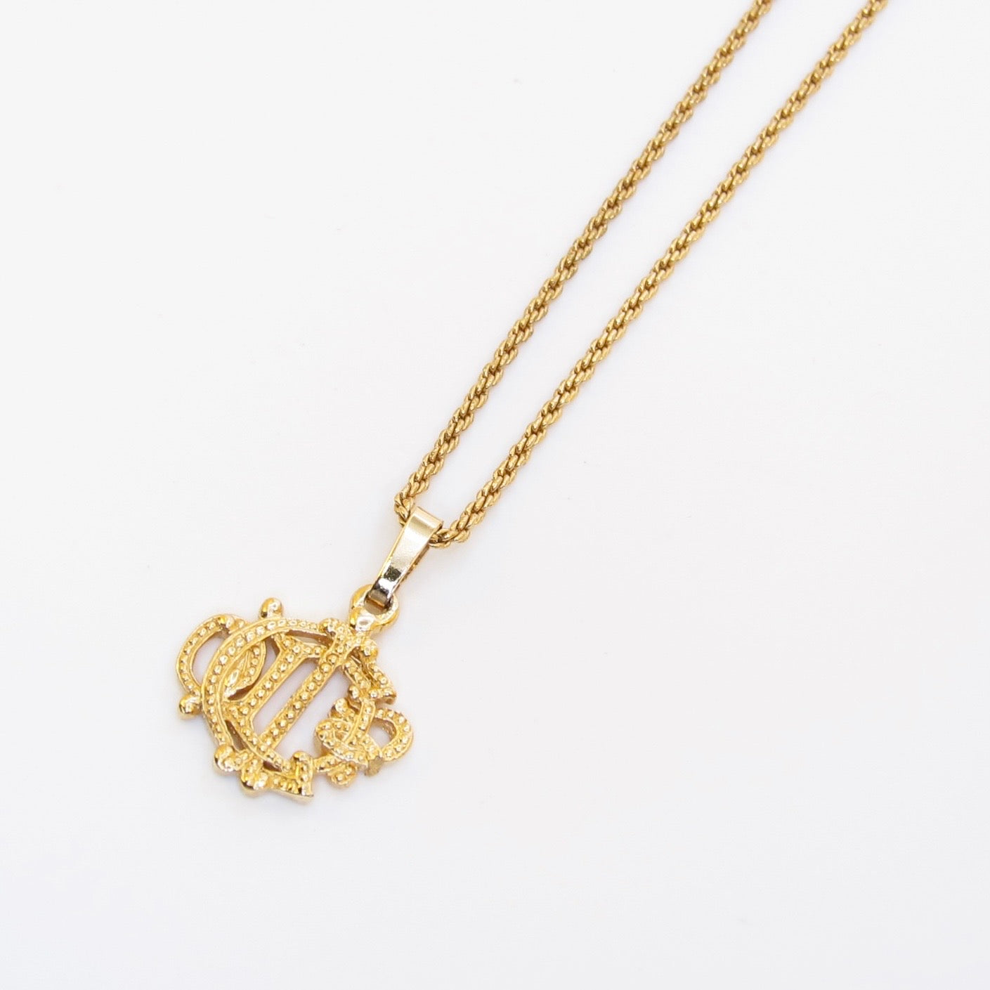 Christian Dior Vintage Dior Logo Golden Necklace