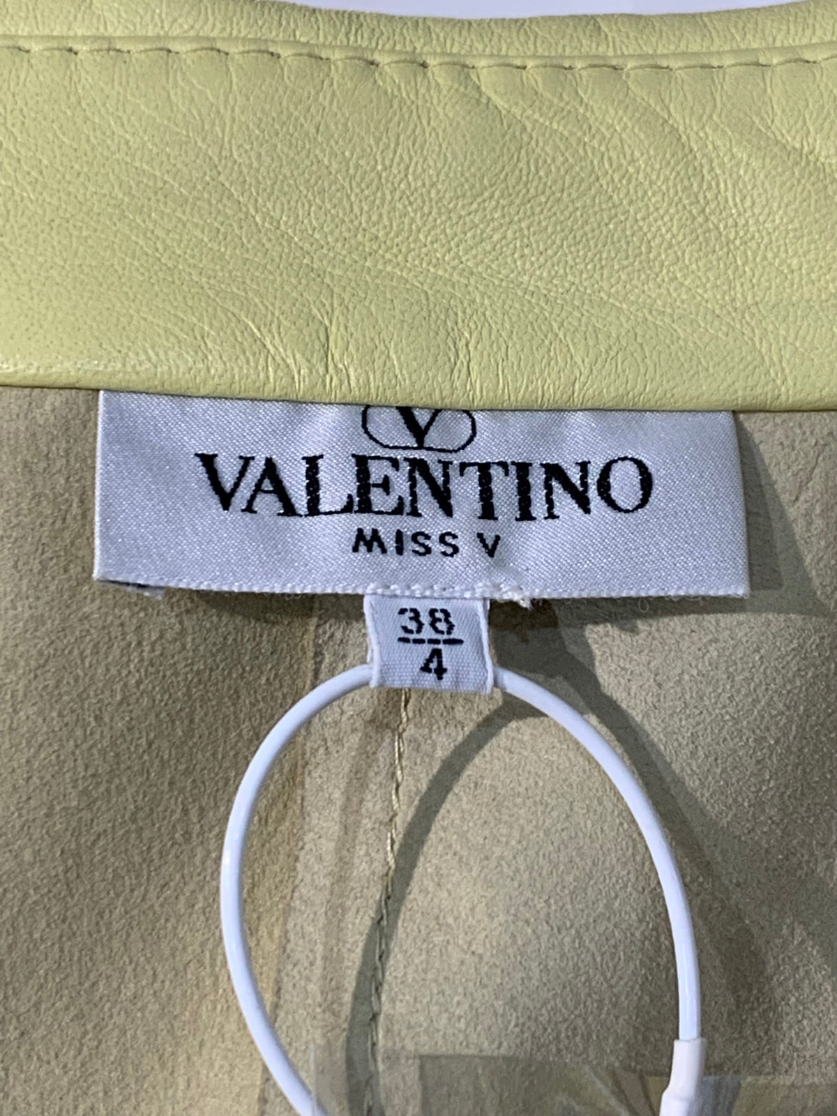Valentino Miss V Vintage Lemon Yellow Leather Cropped Jacket Size 38