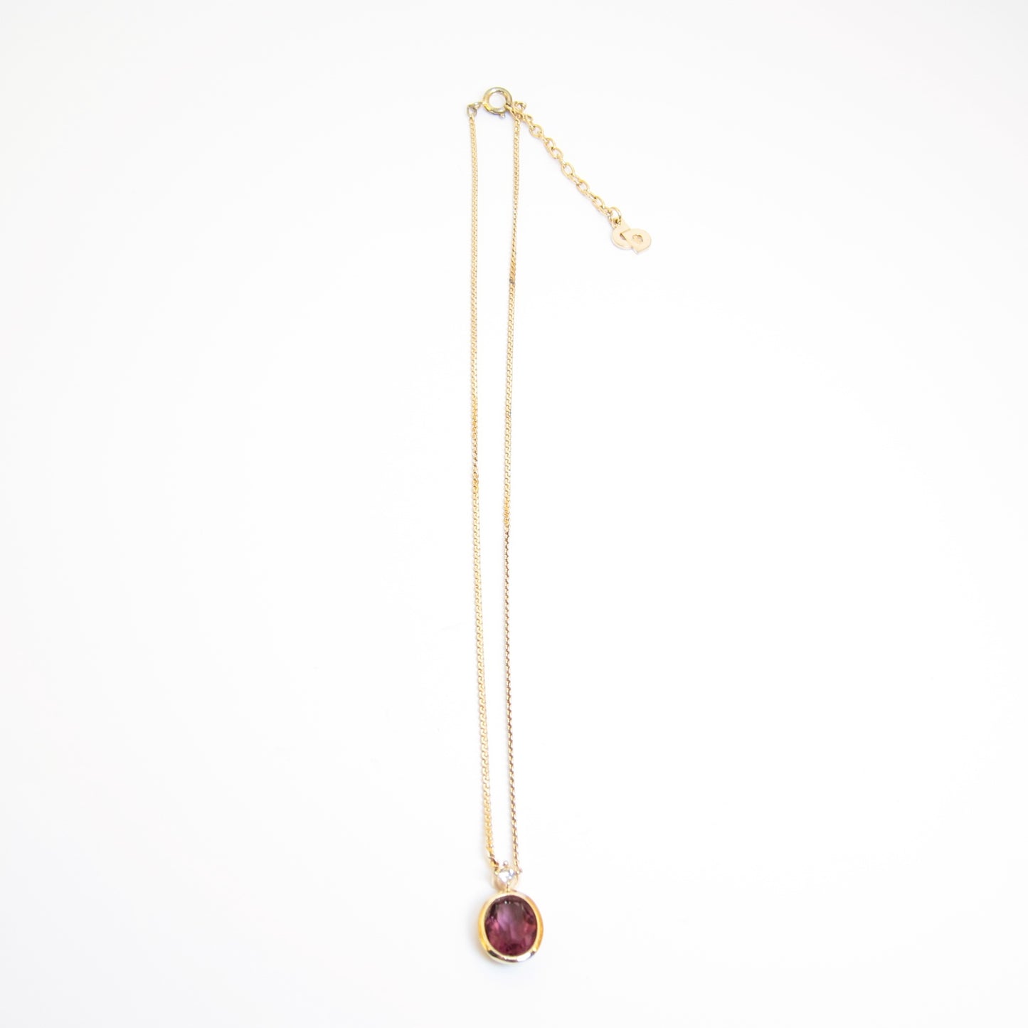 Christian Dior Vintage Plum Color Stone Golden Necklace