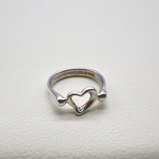 Tiffany Vintage Open Heart 925 Silver Ring #12