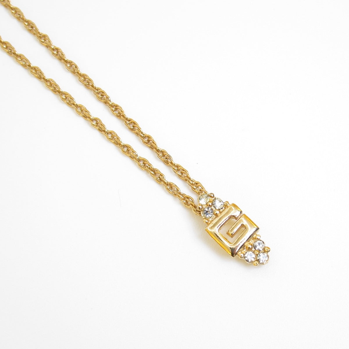 Givenchy Vintage Crystal G Pendant Necklace