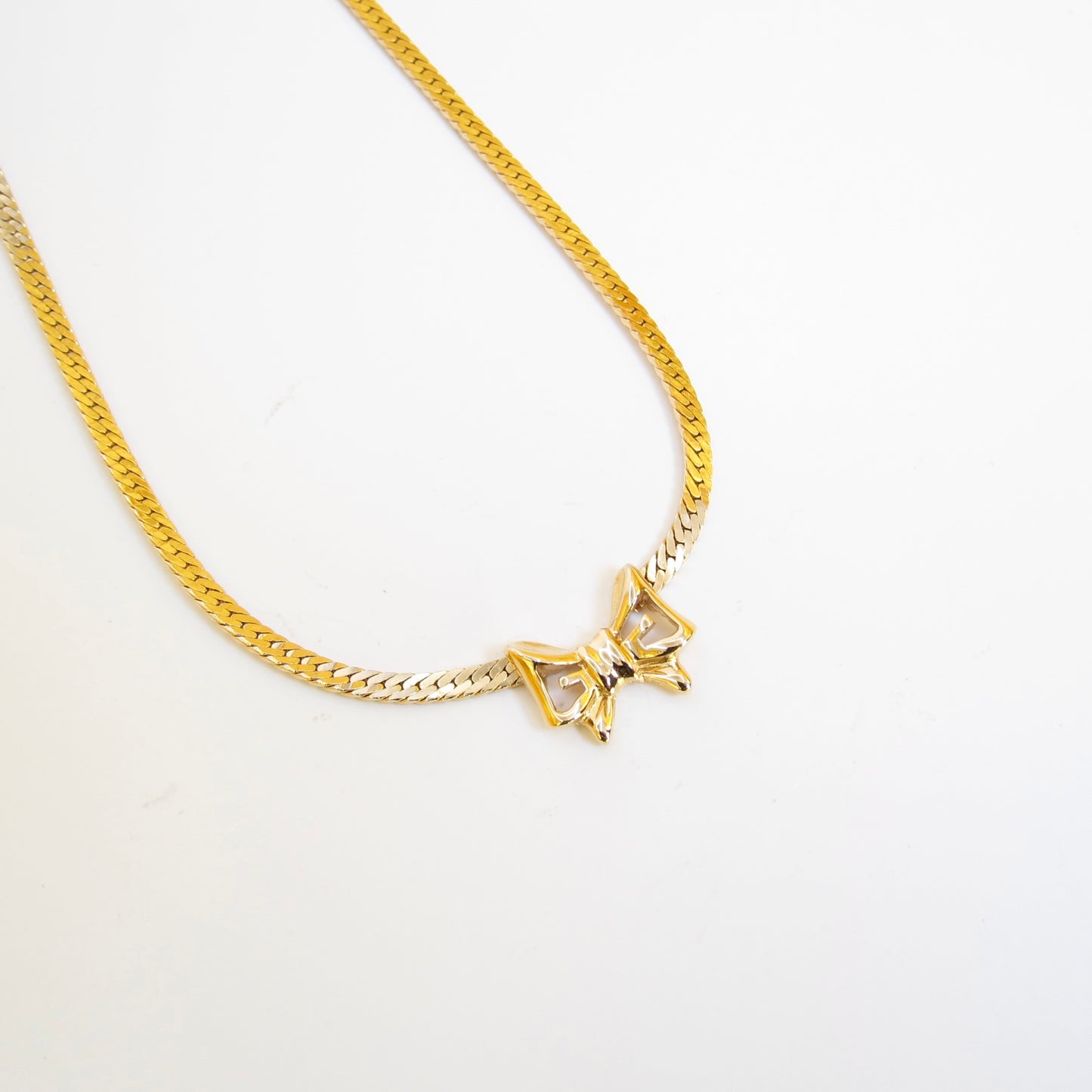 Givenchy Vintage Ribbon Motif Golden Necklace