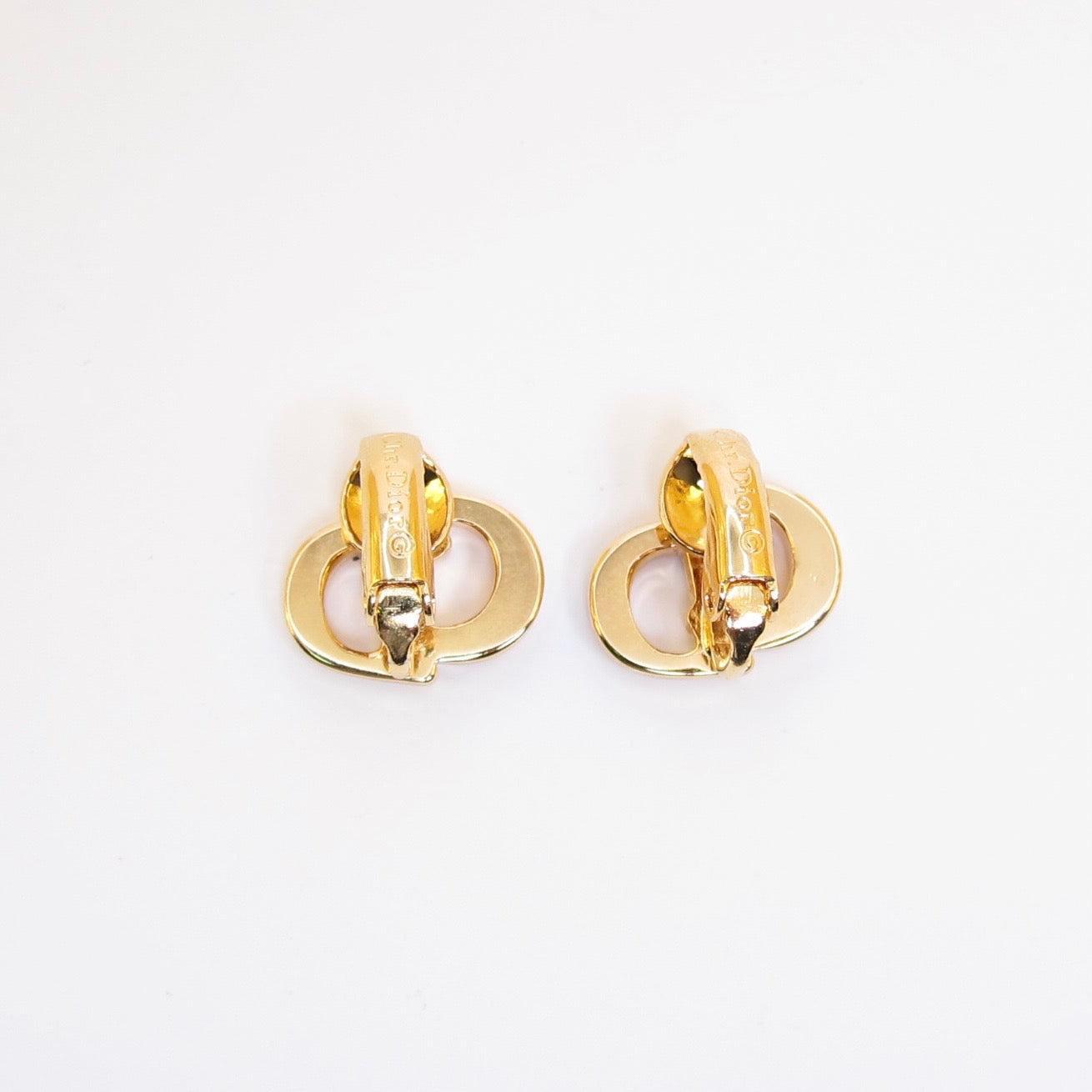 Christian Dior Vintage CD Logo Golden Clip-on Earrings