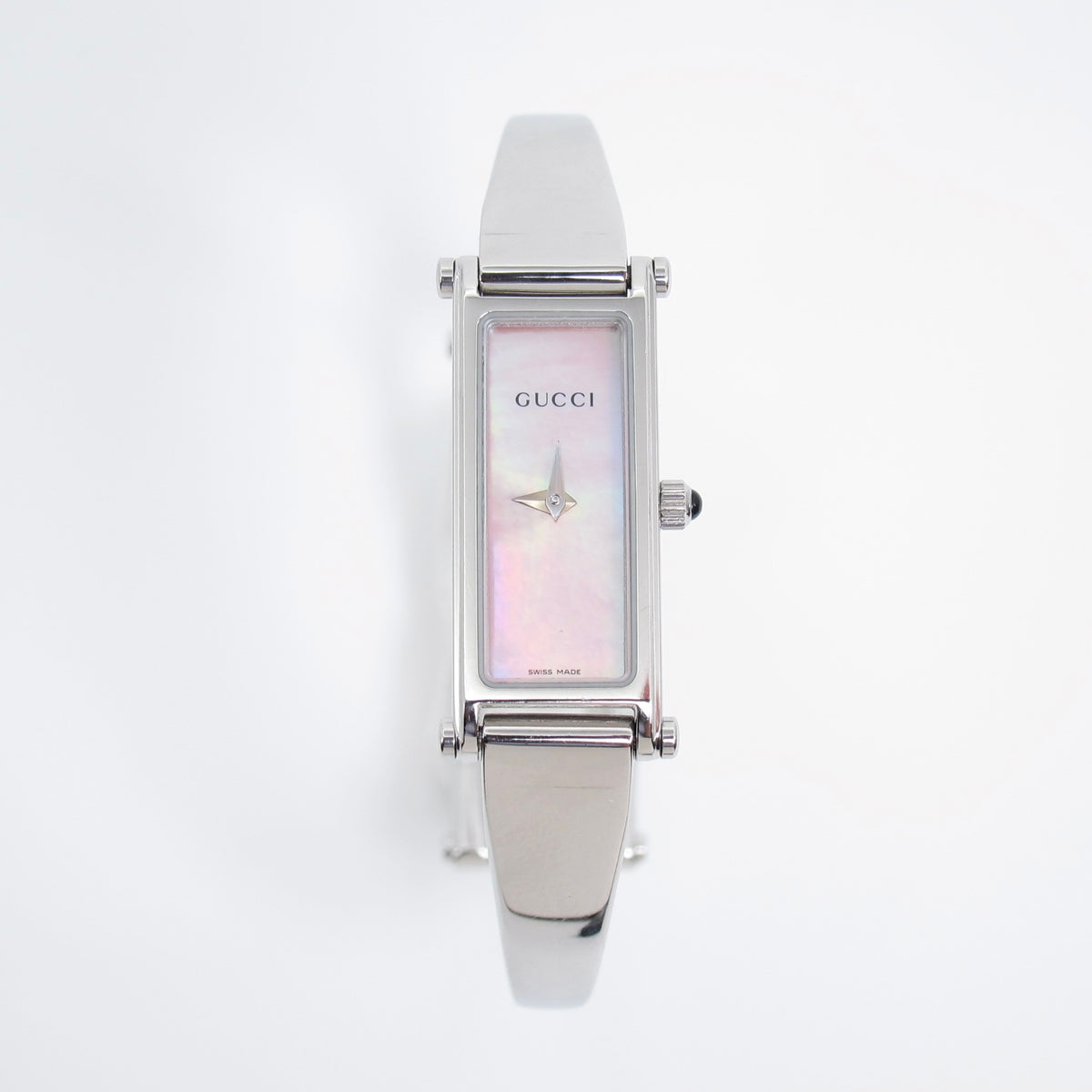 Gucci Vintage 1500L Pink Mother-of-Pearl Silver-Tone Bangle Watch