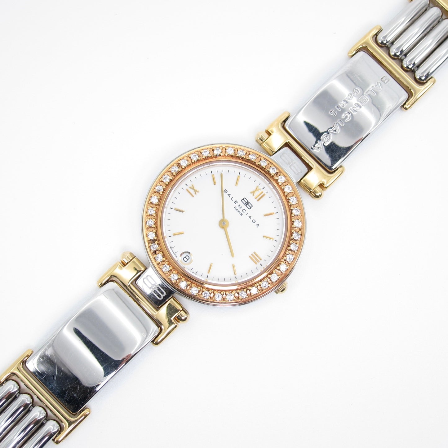 Balenciaga Vintage Two-Tone Crystal Bezel Ladies Watch