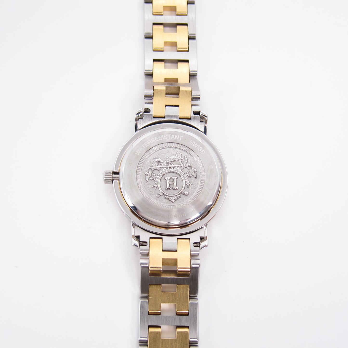 Hermes Vintage Clipper Ivory Dial with Date and H Bracelet Two Tone Watch