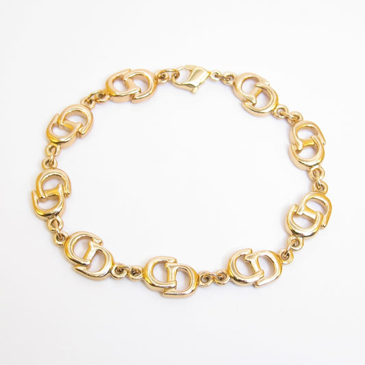 Christian Dior Vintage CD Logo Golden Bracelet
