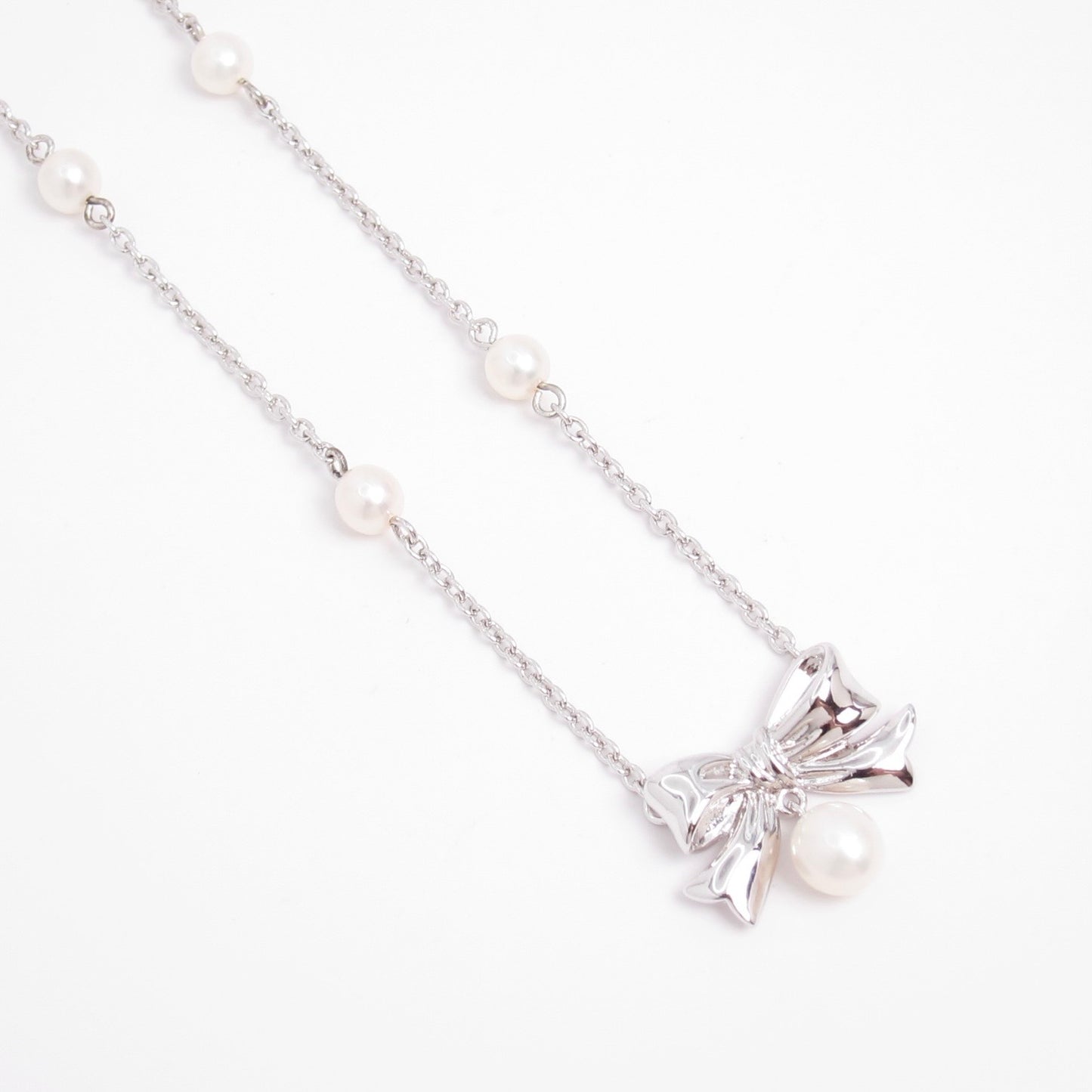 Tasaki Vintage Fresh Water Pearl and Ribbon 925 Silver Necklace