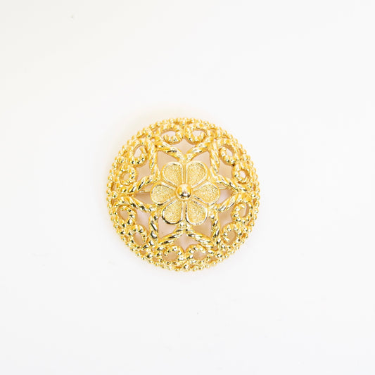 Christian Dior Vintage Folwer and Heart Golden Brooch