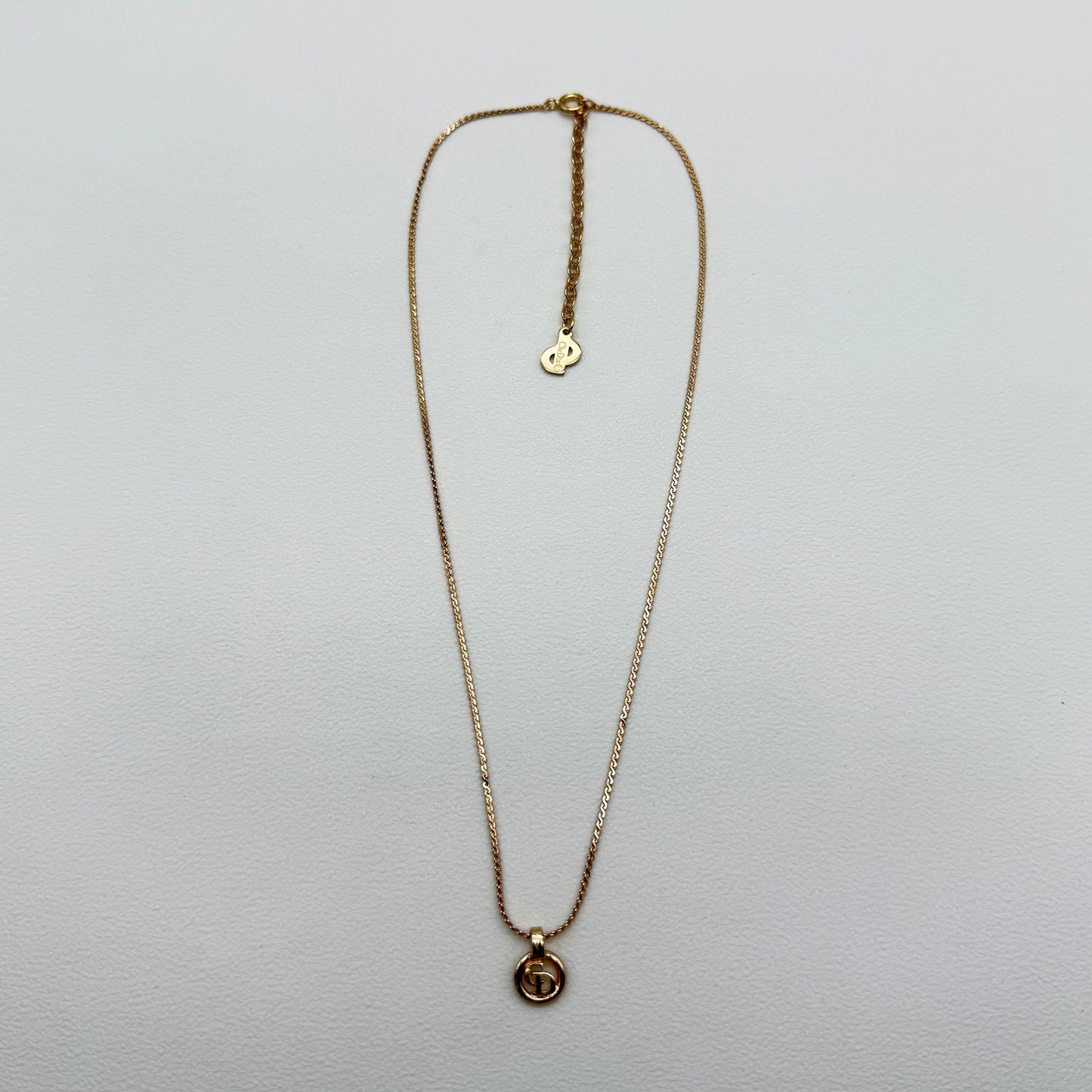 Christian Dior Vintage CD Logo in Circle Golden Necklace