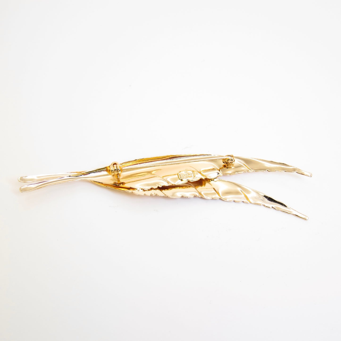 Christian Dior 復古羽毛圖案金色胸針