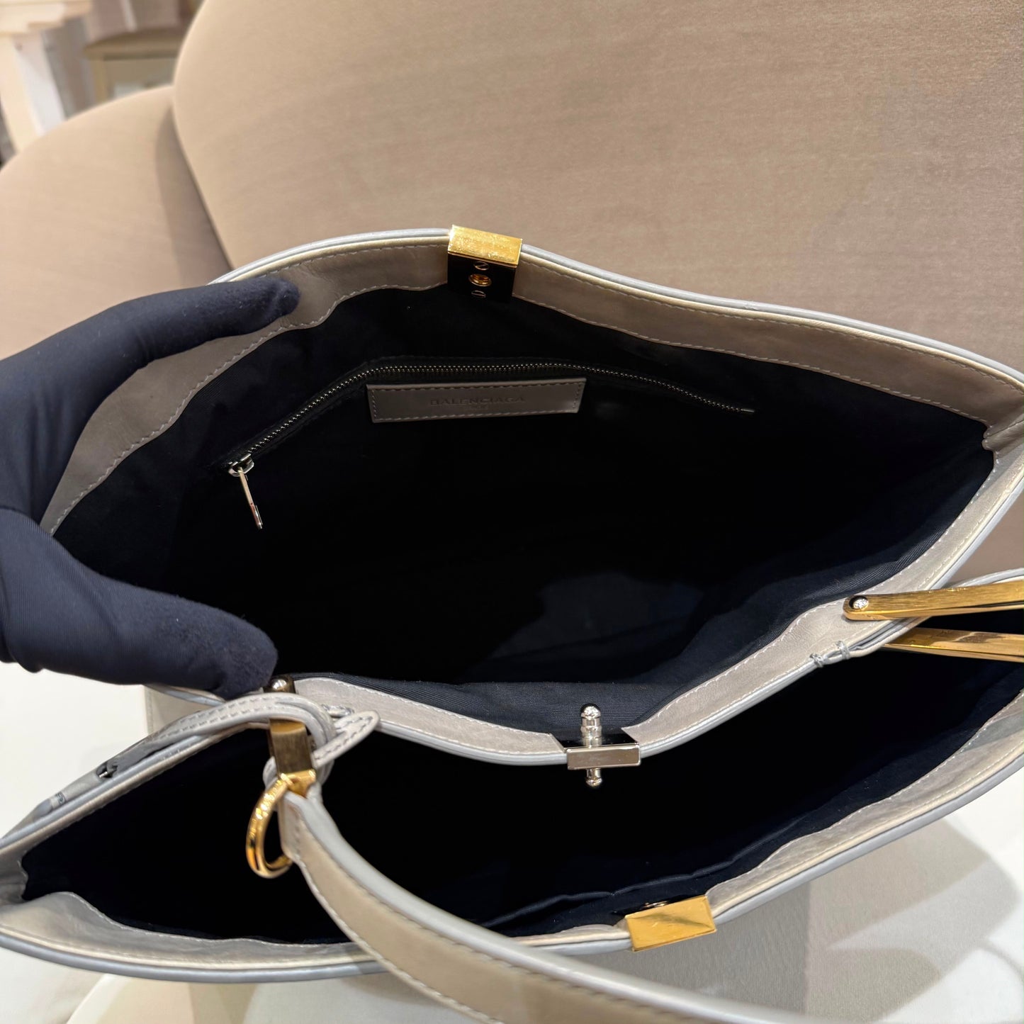 Balenciaga Vintage Greige Textured Leather 2-Way Tote Bag