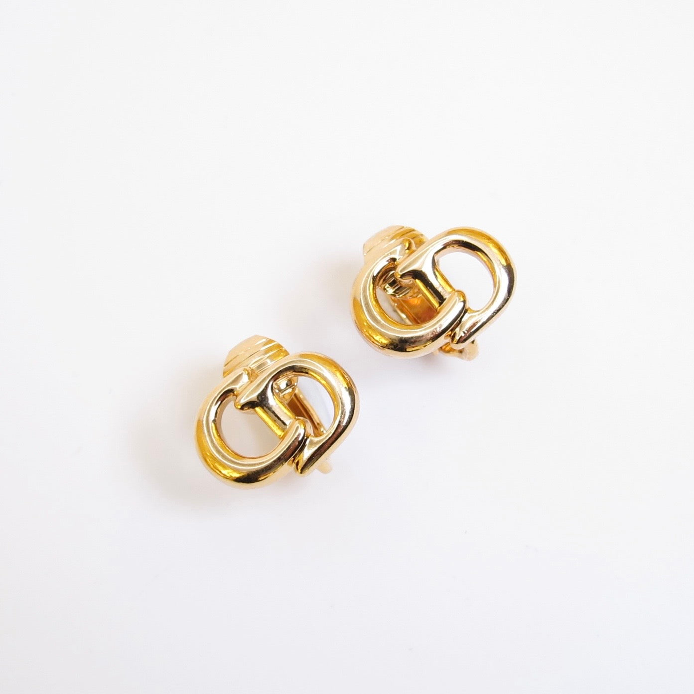 Christian Dior Vintage CD Logo Golden Clip-on Earrings