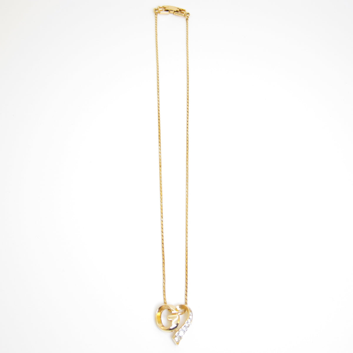 Givenchy Vintage Crystal G Heart Necklace