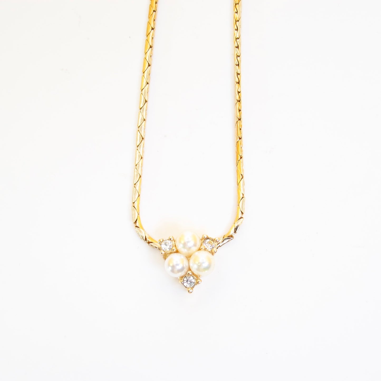 Christian Dior Vintage Pearl and Rhinestone Golden Necklace