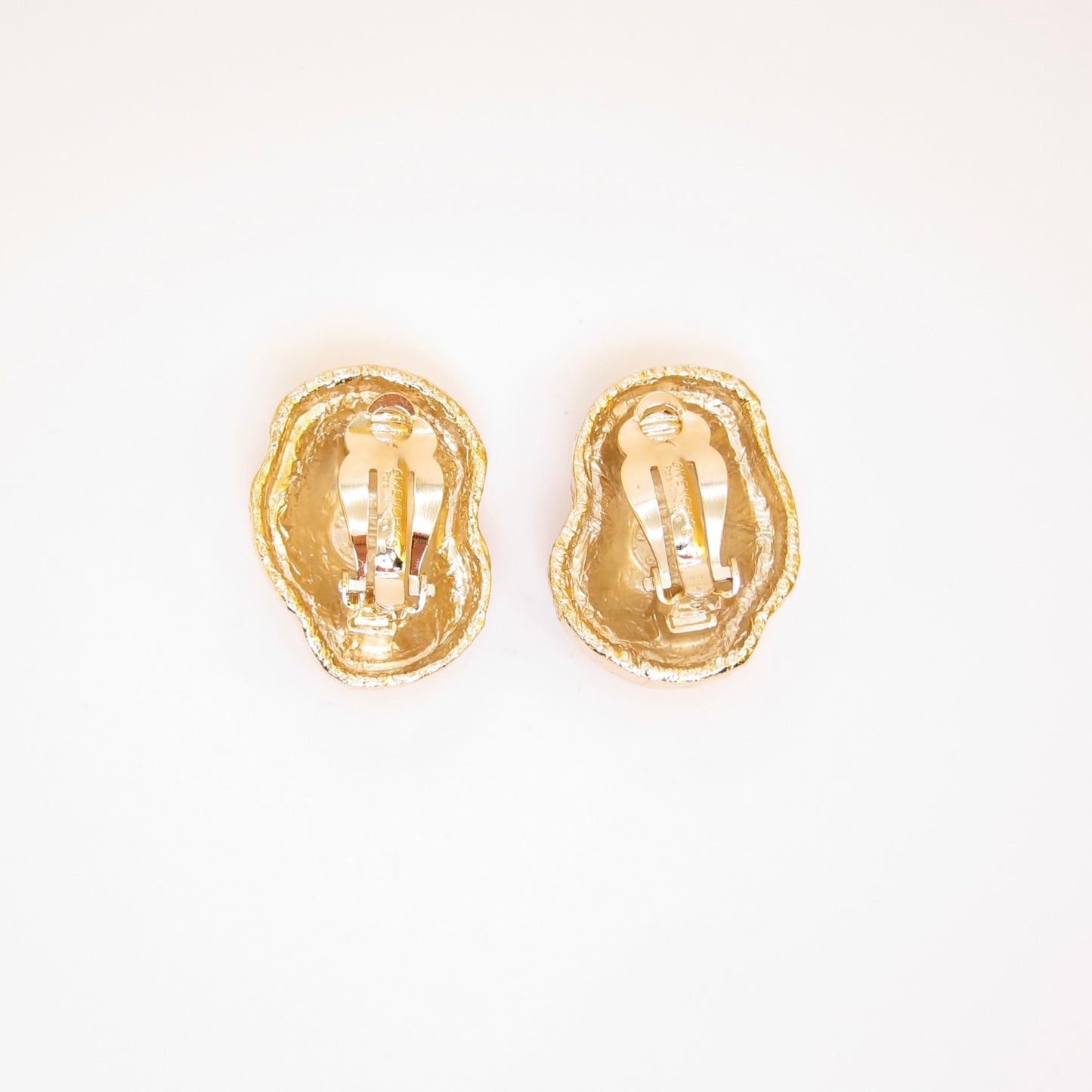 Givenchy Vintage Textured Lava Bean Golden Clip-on Earrings