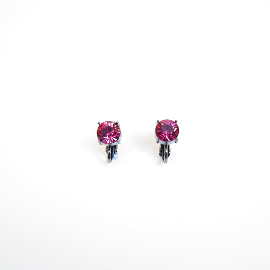 Givenchy Vintage Round Shape Amethyst Stone Space Grey Clip-on Earrings
