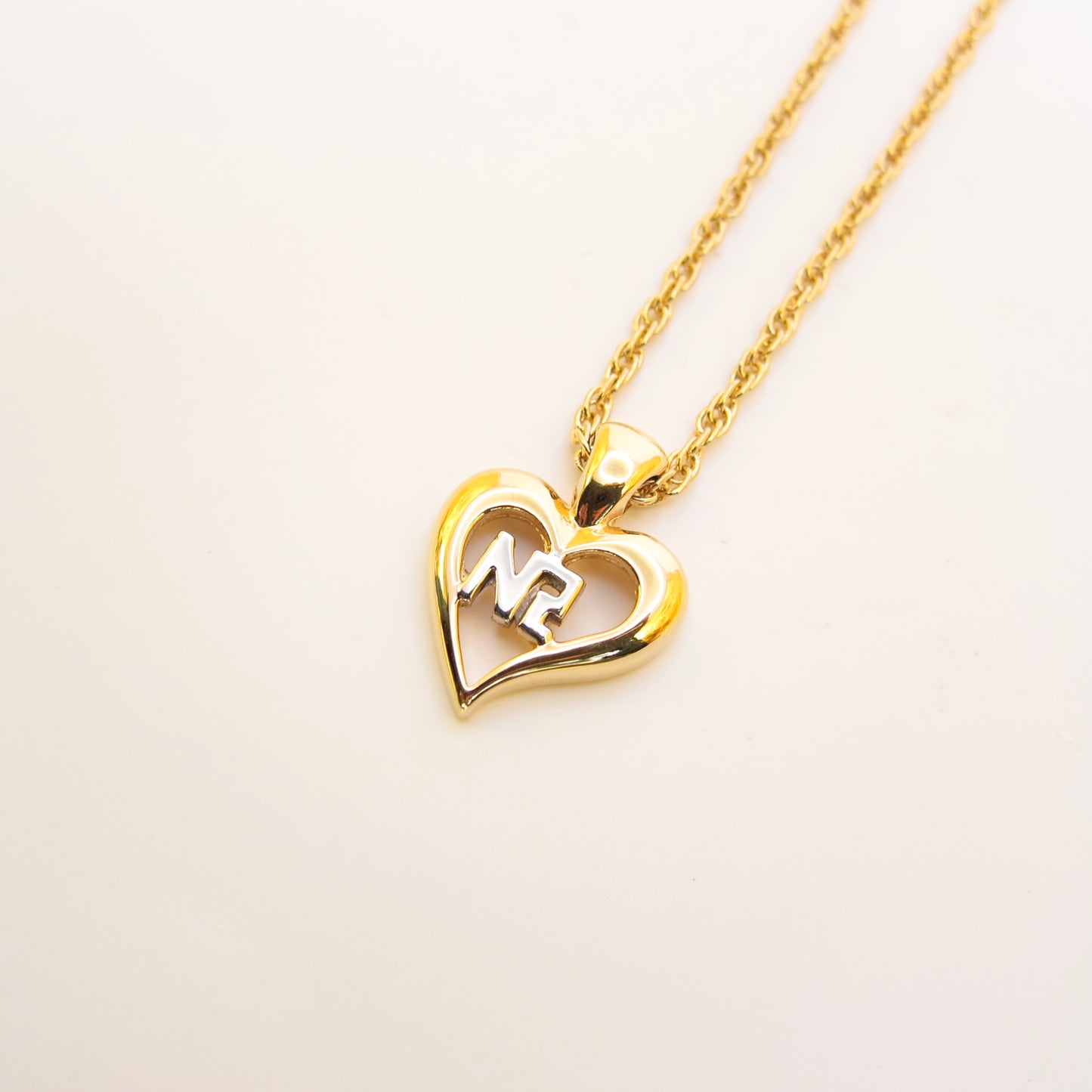 Nina Ricci Vintage NR Logo in Heart Golden Necklace