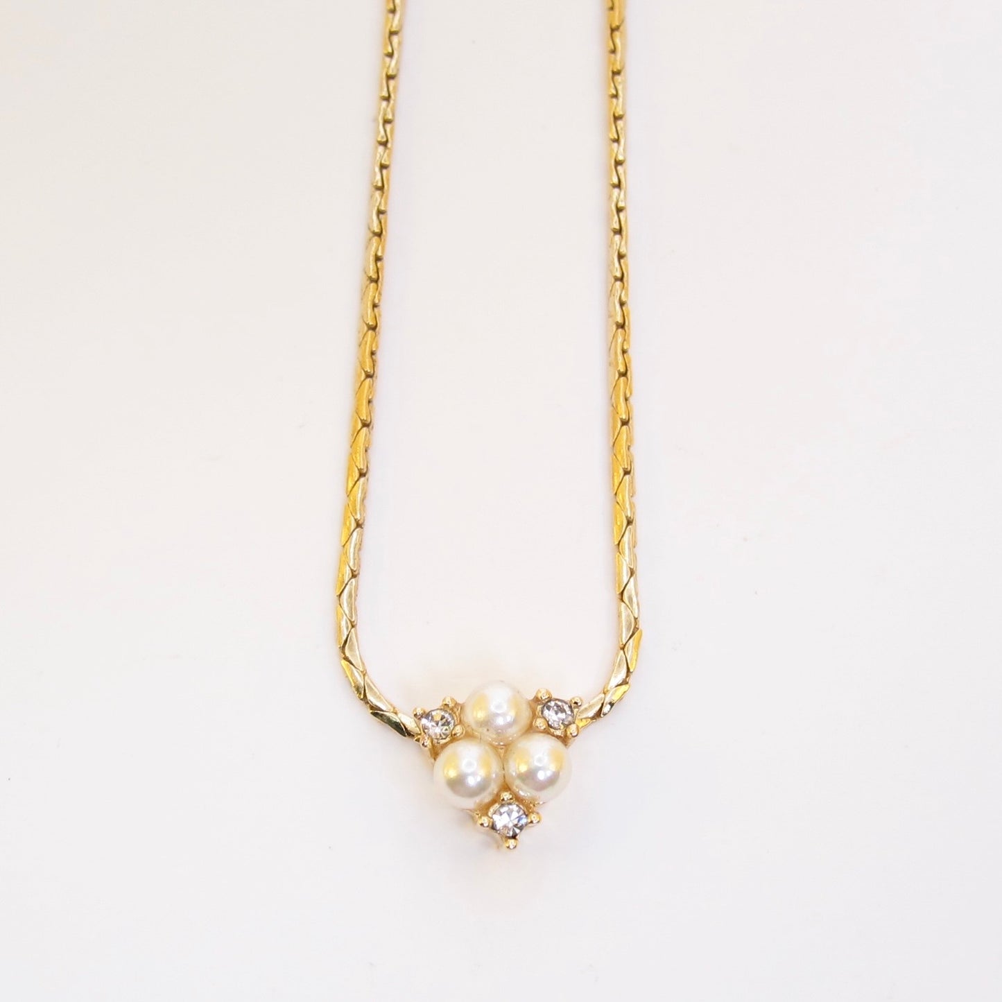 Christian Dior Vintage Pearl and Rhinestone Golden Necklace