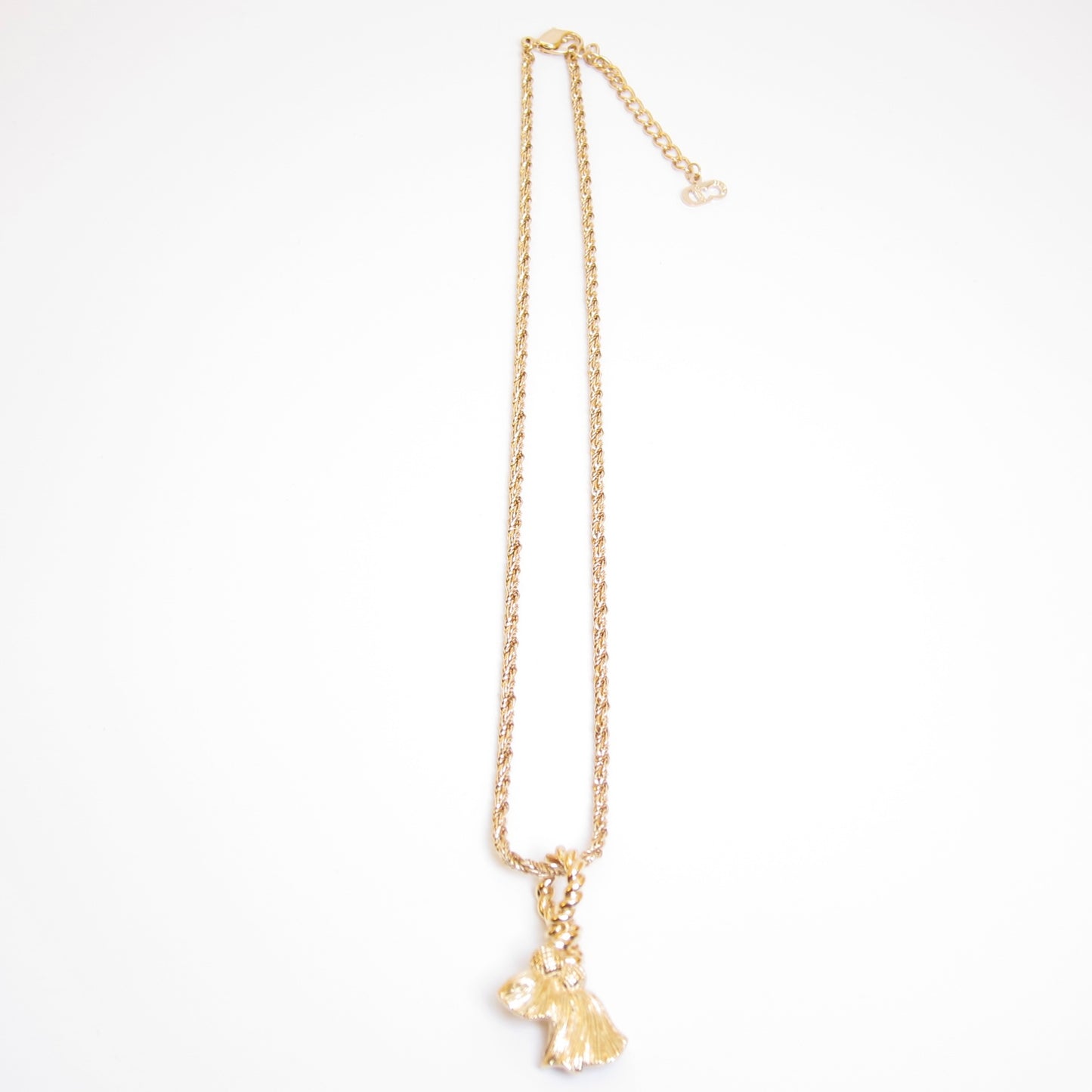 Christian Dior Vintage Tassel Pendant Golden Necklace