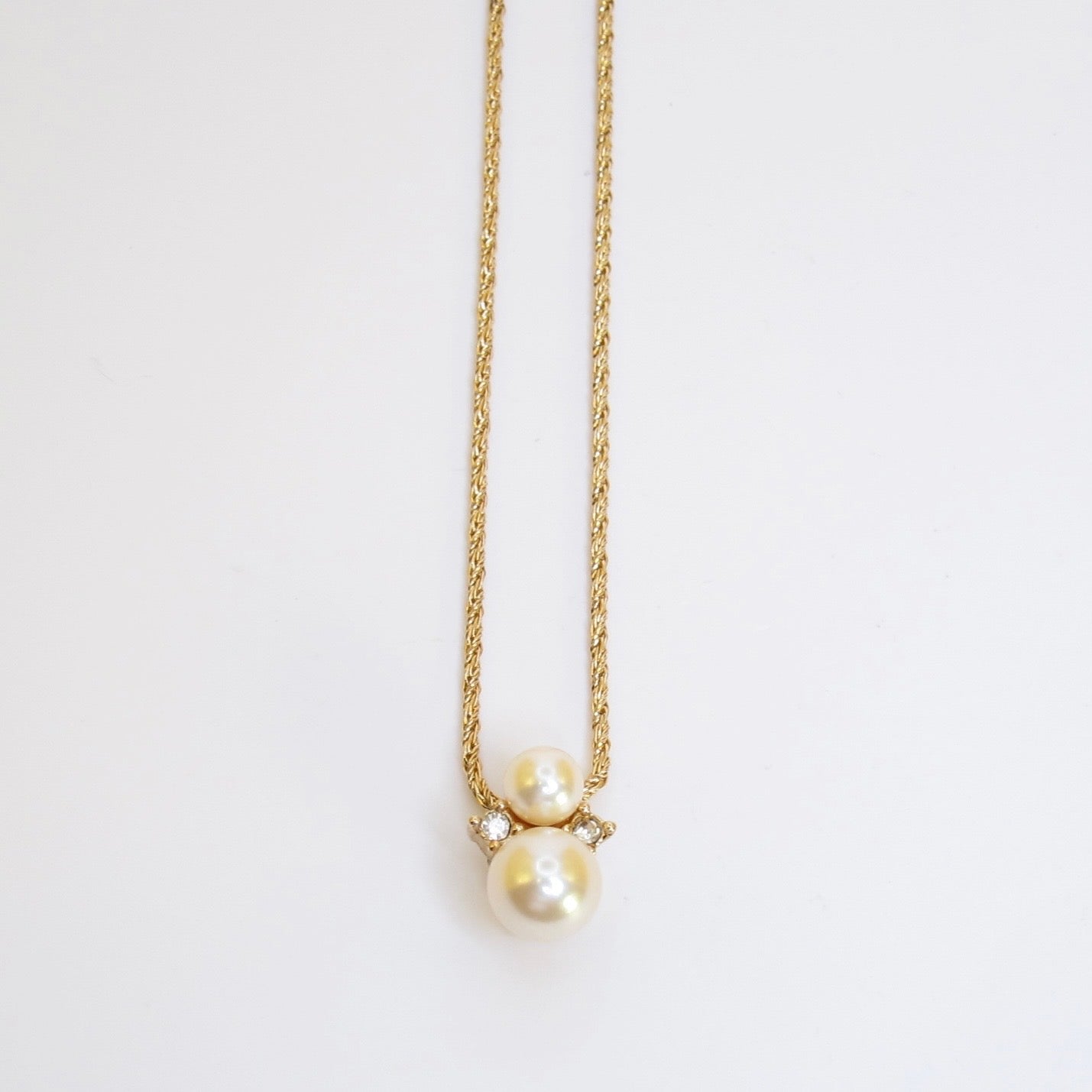 Christian Dior Vintage Pearl and Rhinestone Golden Necklace