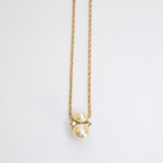 Christian Dior Vintage Pearl and Rhinestone Golden Necklace