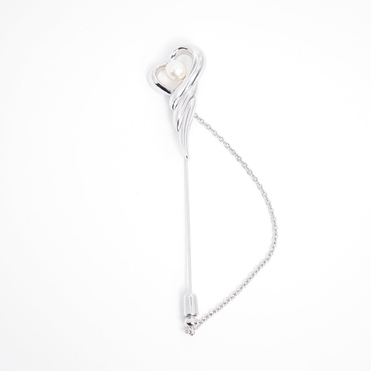 Tasaki  Vintage Heart Motif with Pearl SV Brooch