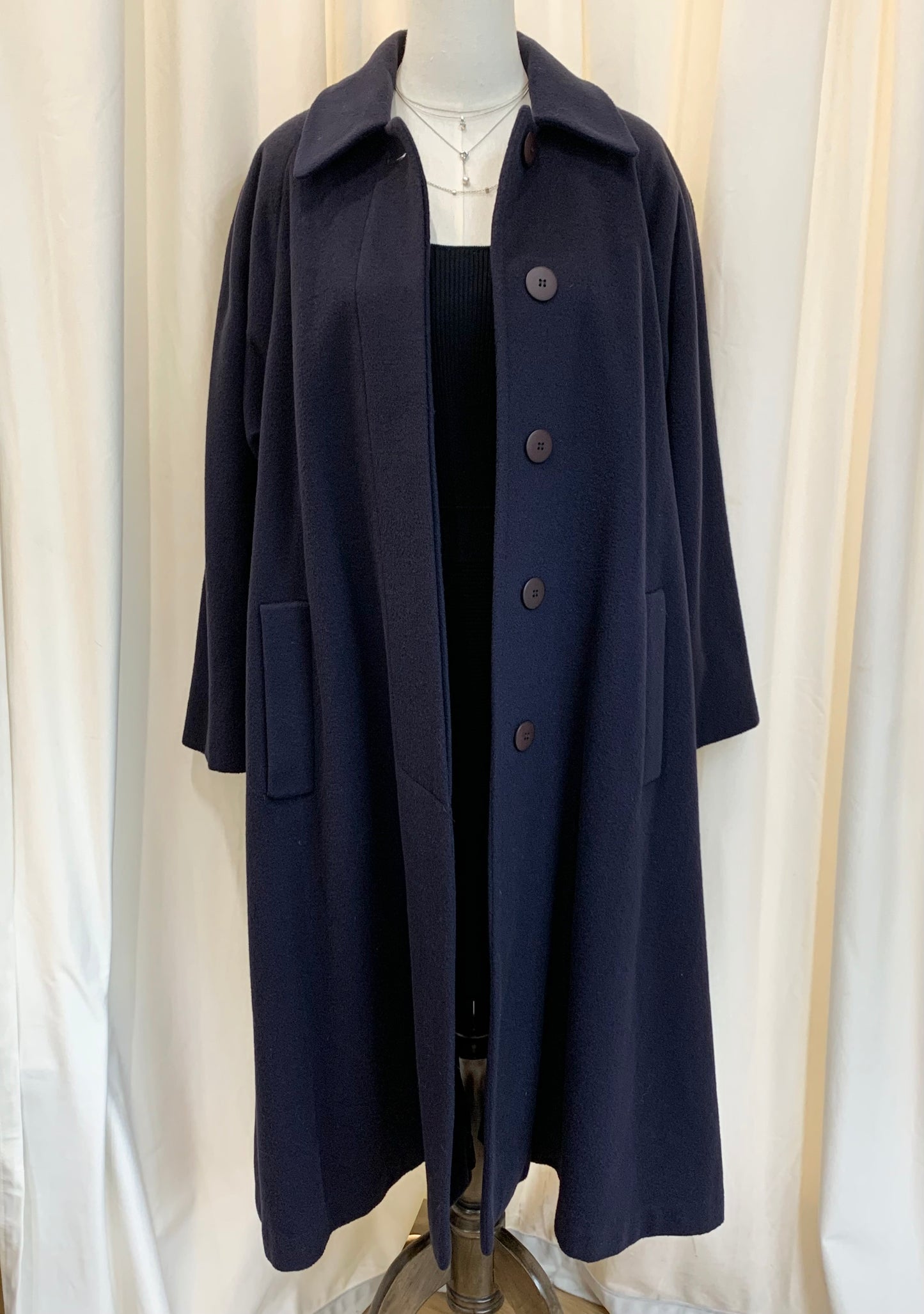 Christian Dior Vintage Navy Wool A-Line Coat Size 4