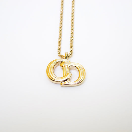 Christian Dior Vintage CD Logo Golden Necklace