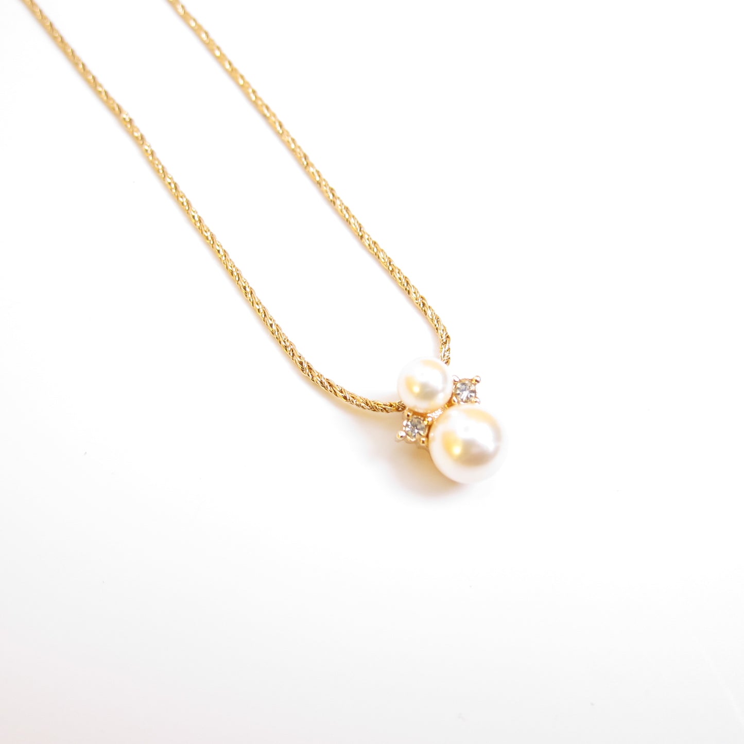 Christian Dior Vintage Pearl and Rhinestone Golden Necklace